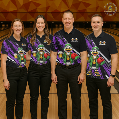 Custom Purple Beer Duck Bowling Shirt for Women Duck Funny Beer Bowling Team Jersey HNT276