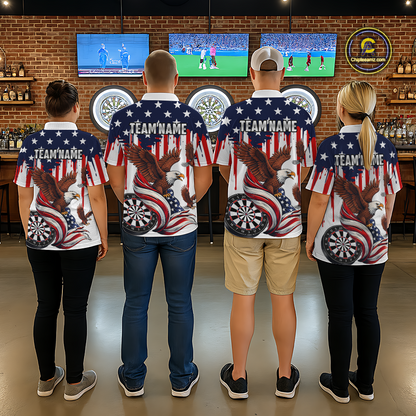 US Flag Eagle 3D Dartboard Women Darts Team Shirt Personalized Patriotic Dart Polo Jerseys NYN2571
