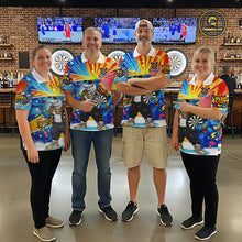 Load image into Gallery viewer, Funny Rich Cool Shark Hold Dartboard Men Darts 1/4-Zip Shirt Custom Pop Art Dart League Shirt NYN2646