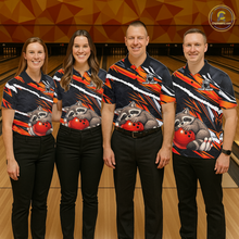 Load image into Gallery viewer, Custom Orange Raccoon Funny Bowling Jersey for Women Bowling Team Shirts Polo &amp; 1/4 Zip HNT247