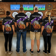 Load image into Gallery viewer, Purple Funny Turkey Chicken Darts Shirt for Men Darts Team Jerseys Polo &amp; 1/4 Zip Dart League NNT130