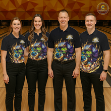 Load image into Gallery viewer, Personalized Frog Wizard Bowling Shirt for Women Flame Bowling Jersey League Polo &amp; Quarter-Zip QZT890