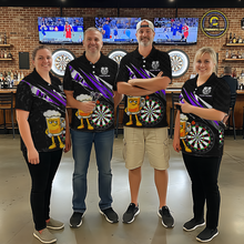 Load image into Gallery viewer, Custom Purple Funny Beer Dart Shirts for Women Darts Team Jerseys Dart Tournament Polo &amp; 1/4 Zip NNT139