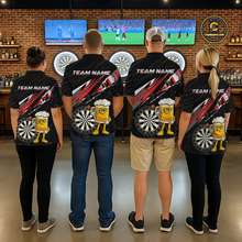 Load image into Gallery viewer, Custom Red Funny Beer Dart Shirts for Men Darts Team Jerseys Dart Tournament Polo &amp; 1/4 Zip NNT139