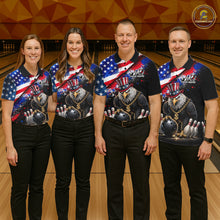 Load image into Gallery viewer, Custom American Flag Splatter Eagle Bowling Team Shirts For Men Patriotic Outfits Bowling Jersey NYN2779