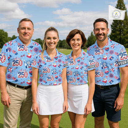 America 250th Anniversary Golf Polo Shirt For Women, Patriotic USA Golf Shirts, Independence Golf Gift NHN0232
