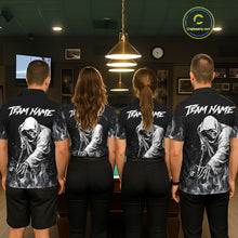 Load image into Gallery viewer, Grey Skeleton Play Pool Billiard Shirt For Women Custom Fire Flame Billiard Jersey, Billiards Gifts NYN3139