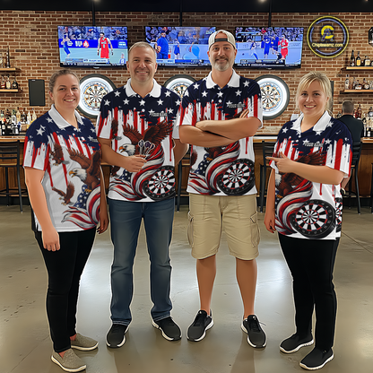 US Flag Eagle 3D Dartboard Women Darts Team Shirt Personalized Patriotic Dart Polo Jerseys NYN2571