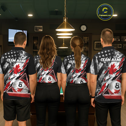 Personalized Smoke Canada Flag Billiard 8 Ball Pool Shirt Custom Patriotic Billiard Appeal For Men NYN2770