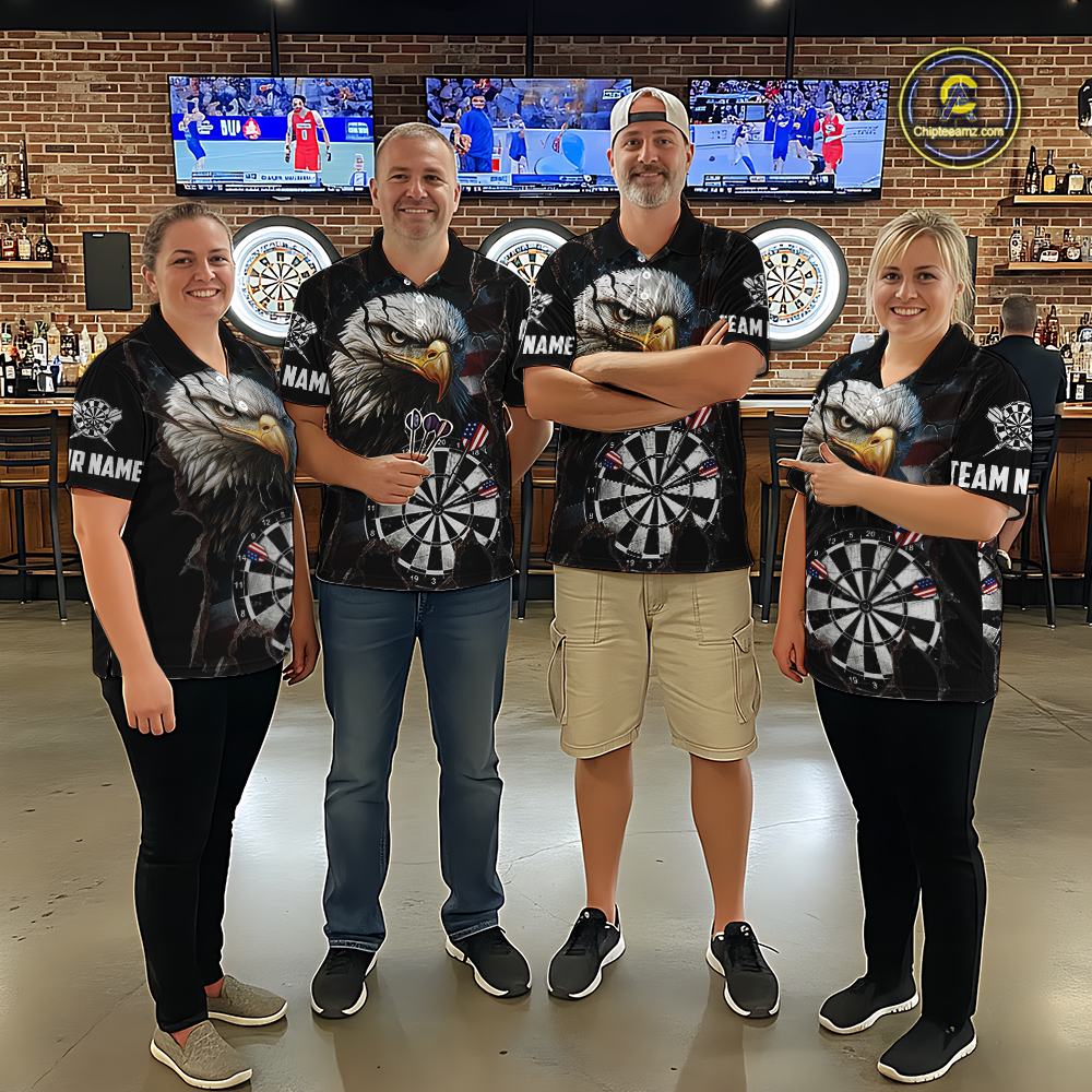 Custom US Flag Eagle Dart Shirts For Women Dart Board Gifts Darts Team Jerseys Dart League NNT154