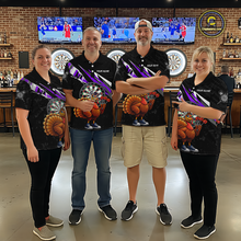Load image into Gallery viewer, Purple Funny Turkey Chicken Darts Shirt for Men Darts Team Jerseys Polo &amp; 1/4 Zip Dart League NNT130