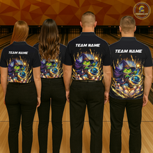 Load image into Gallery viewer, Personalized Frog Wizard Bowling Shirt for Women Flame Bowling Jersey League Polo &amp; Quarter-Zip QZT890