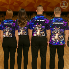 Load image into Gallery viewer, Custom Neon Funny Raccoon Bowling Team Jersey for Women Bowling Shirt Bowling Tournament Polo &amp; 1/4-Zip QZT957