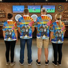 Load image into Gallery viewer, Funny Rich Cool Shark Hold Dartboard Men Darts 1/4-Zip Shirt Custom Pop Art Dart League Shirt NYN2646