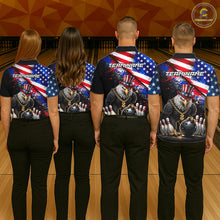 Load image into Gallery viewer, Custom American Flag Splatter Eagle Bowling Team Shirts For Men Patriotic Outfits Bowling Jersey NYN2779