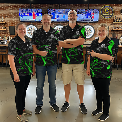 Green Custom Cobra Snake Dart Shirts for Women Dart Team Jersey Dartboard Gifts Polo & 1/4 Zip NNT162