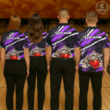 Load image into Gallery viewer, Custom Purple Raccoon Funny Bowling Jersey for Men Bowling Team Shirts Polo &amp; 1/4 Zip HNT247