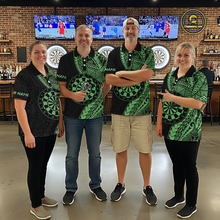 Load image into Gallery viewer, Custom Green Tribal Dart Shirts for Men Dart Team Jersey Dartboard Gifts Polo &amp; 1/4 Zip NNT163