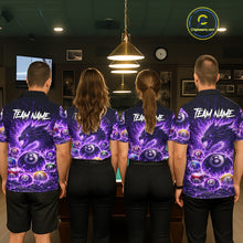 Load image into Gallery viewer, Purple Flaming Funny Dragon Pool 8 Ball Billiard Shirt For Women Custom Ball Billiard Team Attire NYN2611