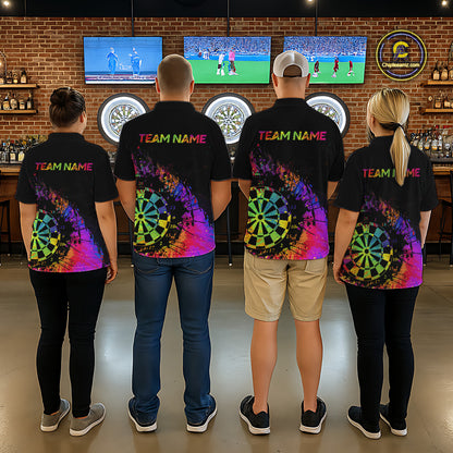Colorful Splatter Dartboard Grunge Dart Quarter-Zip Shirts For Men Custom Name For Darters NYN2281