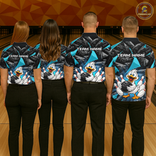 Load image into Gallery viewer, Custom Turquoise Funny Duck Bowling Jersey for Women Bowling League Bowling Team Shirts Polo &amp; 1/4 Zip HN233