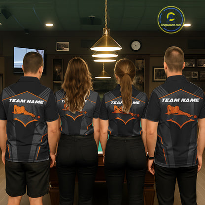 Custom 8 Ball Pool Team Shirts Men's Billiard Attire Personalized Billiard Ballls Gifts|Orange NYN2395