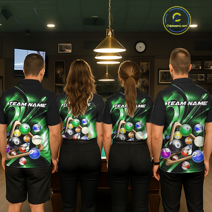 Custom Ball Pool Shirts Green Billiard Shirt for Women Billiard Team Jersey Billiard League NNT180
