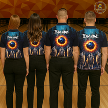 Load image into Gallery viewer, Flame Wolf Bowling Jersey for Women Bowling Uniform Polo &amp;1/4 Zip Custom Bowling Team Shirts HNT252