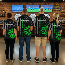Load image into Gallery viewer, Custom Green US Flag Darts Shirt for Men Darts Team Jerseys Dart Tournament Polo &amp; 1/4 Zip NNT116