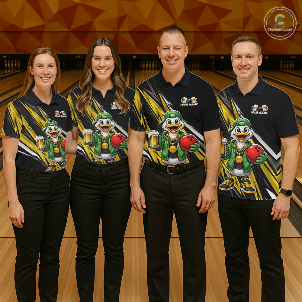 Custom Yellow Beer Duck Bowling Shirt for Women Duck Funny Beer Bowling Team Jersey HNT276