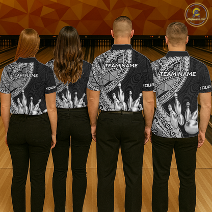 Black and White Tribal Pattern Bowling Jersey for Women Bowling Uniform Bowling Team Shirts HNT225