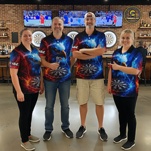 Load image into Gallery viewer, Custom Lightning Thunder Eagle Dart Shirts for Women Darts Team Jerseys Polo &amp; 1/4 Zip NNT137