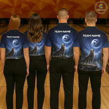 Load image into Gallery viewer, Custom Majestic Wolf Bowling Shirt for Men King Crown Bowling Jersey Polo &amp; Quarter-Zip QZT964