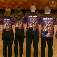 Load image into Gallery viewer, Custom Galaxy Funny Cat Bowling Shirt for Women Bowling League Jersey Polo &amp; Quarter-Zip Bowling Outfit QZT917