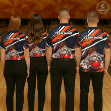 Load image into Gallery viewer, Custom Orange Raccoon Funny Bowling Jersey for Women Bowling Team Shirts Polo &amp; 1/4 Zip HNT247