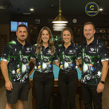 Load image into Gallery viewer, Custom Green Funny Raccoon Billiard Shirt for Men 8 Ball Pool Billiard Jersey Polo &amp; 1/4-Zip BHT5