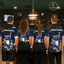 Load image into Gallery viewer, Custom Blue Funny Raccoon Billiard Shirt for Men 8 Ball Pool Billiard Jersey Polo &amp; 1/4-Zip BHT5