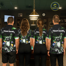 Load image into Gallery viewer, Custom Green Funny Raccoon Billiard Shirt for Men 8 Ball Pool Billiard Jersey Polo &amp; 1/4-Zip BHT5