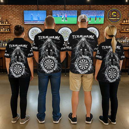 Lightning Thunder White & Black Grim Reaper Custom Dart Quarter-Zip Shirt Women Dart League Jerseys NYN2091