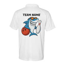 Load image into Gallery viewer, Funny Shark Bowling Performance Polo Bowling Shirts Custom Team Name Bowling Jerseys D03 NQS9872