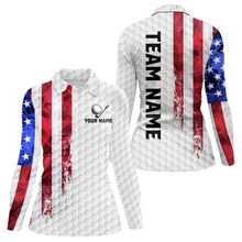 Load image into Gallery viewer, Red, White and Blue Smoke American Flag Women golf polo shirts custom Patriotic Women white golf polo NQS9380