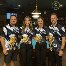 Load image into Gallery viewer, Custom Funny Black Beer 8 Ball Pool Women Billiard Polo &amp; 1/4 Zip, Billiard Shirt, Billiard Team Jerseys NNT146