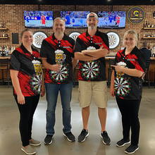 Load image into Gallery viewer, Custom Red Funny Beer Darts Board Dart Shirts For Women Darts Team Jerseys Dart Tournament NNT120