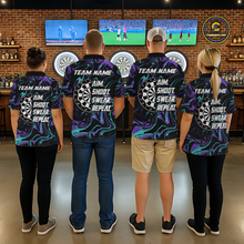 Load image into Gallery viewer, Turquoise-Purple Pattern Aim Shoot Swear Repeat Darts Team Jerseys Dart Shirts For Women NNT168