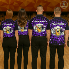 Load image into Gallery viewer, Custom Purple Funny Beer Bowling Jersey for Men Bowling Team Shirts Polo &amp; 1/4 Zip HNT187