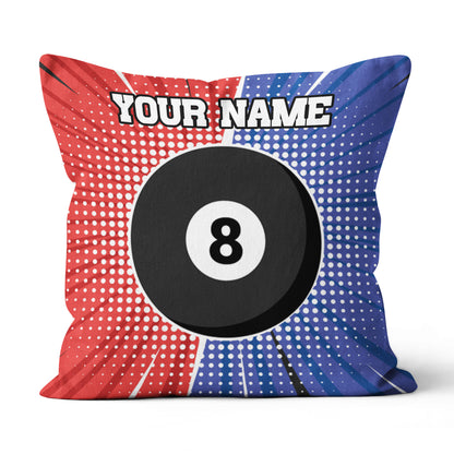 Personalized Blue Red 8 Ball Billiard Pillow Custom Pool Billiards Gifts VHM0841