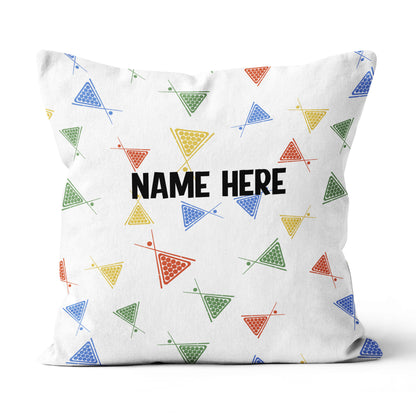 Funny Colorful Billiards Cue And Balls Pattern Custom Name White Pillow TDM0863