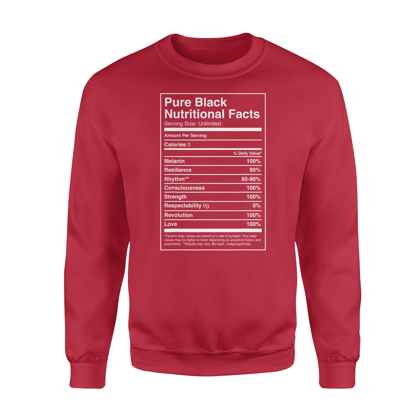 Black Pride Pure Black Nutritional Facts - Standard Crew Neck Sweatshirt