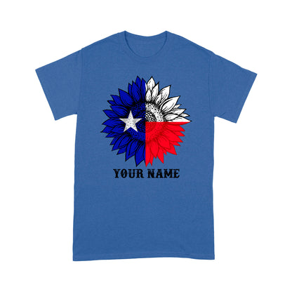 Texas flag sunflower customized name patriot Texas state flag D03 NQS2495 - T-shirt