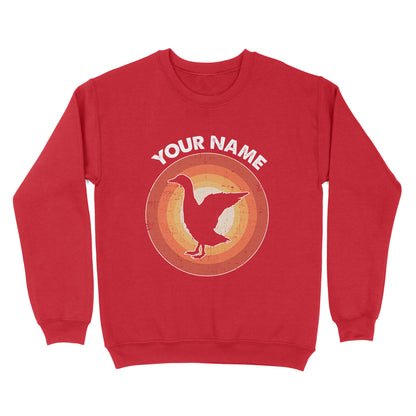 Goose Retro Vintage Sunset Custom Name Shirt, Goose Hunting Shirt, Personalized Gift for Goose Bird Lover Standard Sweatshirt FSD2347D08